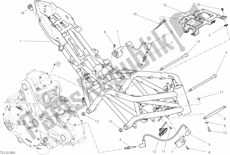 All parts for the Frame of the Ducati Monster 797 Thailand USA 2019